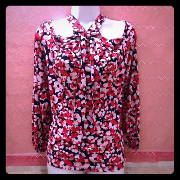 Michael Kors Tops - MK Michael Kors Navy Multi Floral Print Blouse.